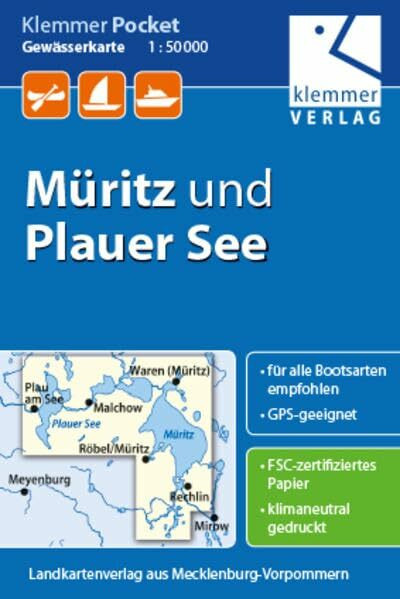 Klemmer Pocket Gewässerkarte Müritz und Plauer See: Maßstab 1:50.000, GPS-geeignet, Erlebnis-Tipps auf der Rückseite