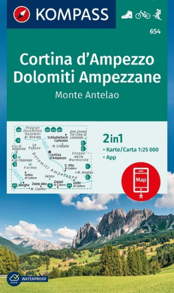 KOMPASS Wanderkarte 654 Cortina d'Ampezzo, Dolomiti Ampezzane, Monte Antelao 1:25.000