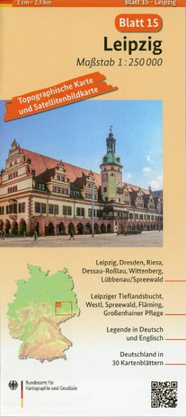 Leipzig Umgebungskarte mit Satellitenbild 1:250.000