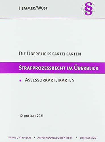 42200 - Assessor Übersichtskarteikarten - Strafprozessrecht: Assessorkarteikarten (Karteikarten - Strafrecht)