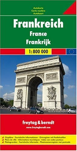 Frankreich Euroserie: 1:800000: Autokarte. Citypläne, touristische Informationen, Ortsregister mit Postleitzahlen