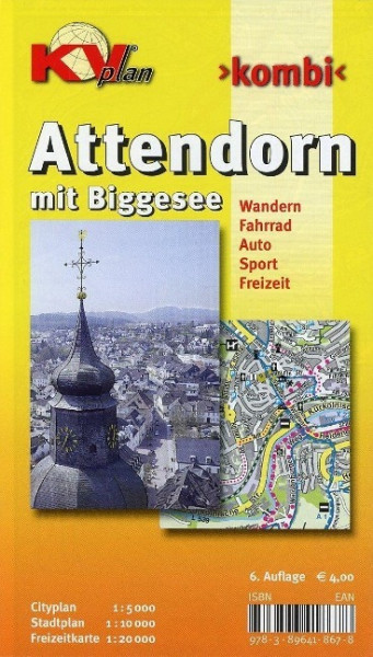 Attendorn mit Biggesee, KVplan, Wanderkarte/Radkarte/Stadtplan, 1:20.000 / 1:10.000 / 1:5.000