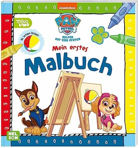PAW Patrol Lernbuch: Mein erstes Malbuch: Mit Ausmalbildern und farbigen Vorlagen | Spielend Farben und Formen lernen ab 2 Jahre