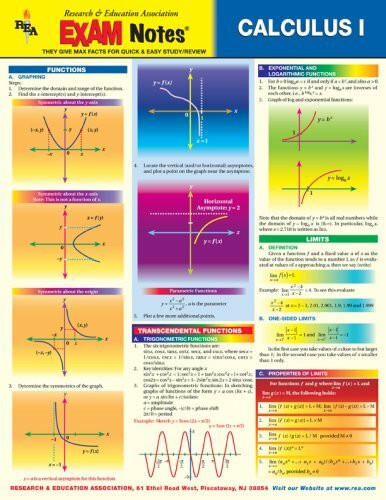 Calculus I Exam Notes (Exam Notes Reference Charts)
