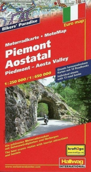 Piemont / Aostatal Motorradkarte 1 : 250 000 / 1 : 650 000