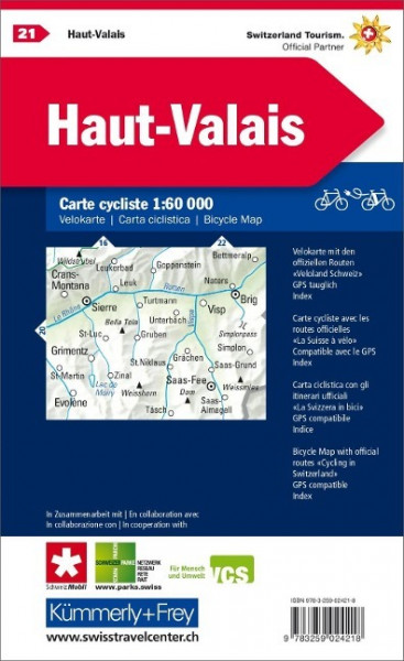 KuF Schweiz Radkarte 21 Oberwallis 1 : 60 000