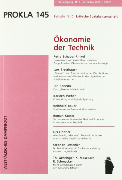 Prokla 145. Ökonomie der Technik (PROKLA / Zeitschrift für kritische Sozialwissenschaft)