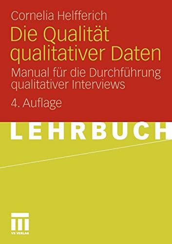 Die Qualität qualitativer Daten: Manual für die Durchführung qualitativer Interviews Die Qualität qualitativer Daten: Manual für die Durchführung qualitativer Interviews