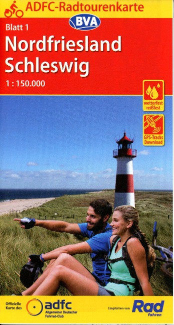 ADFC-Radtourenkarte 1 Nordfriesland /Schleswig 1:150.000, reiß- und wetterfest, GPS-Tracks Dow...