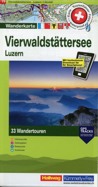 Hallwag Touren-Wanderkarte 11 Vierwaldstättersee 1 : 50 000