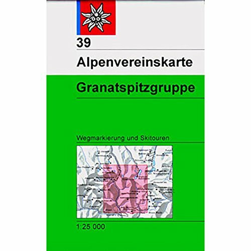 Granatspitzgruppe: Wegmarkierungen und Skitouren - Topographische Karte 1:25.000 (Alpenvereinskarten)