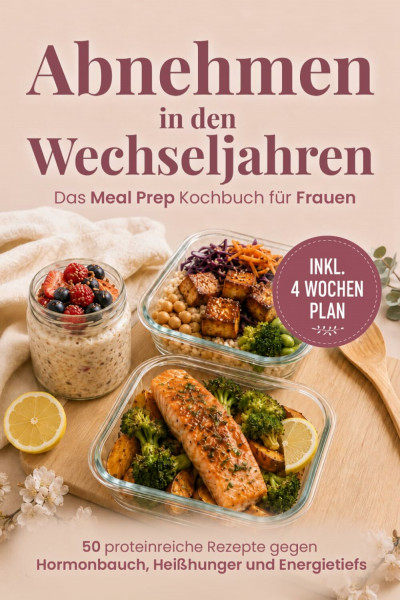 Abnehmen in den Wechseljahren: Das Meal Prep Kochbuch für Frauen – 50 proteinreiche Rezepte gegen Hormonbauch, Heißhunger und Energietiefs | Inkl. 4-Wochen-Plan