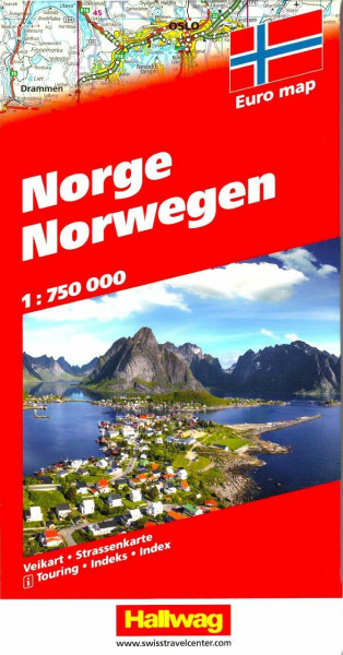 Norwegen Strassenkarte: Mit Distoguide, BeeTagg, Massstab 1:800000 /1:900000: Süd; Nord. Mit @-Distoguide via QR Code u. Index (Hallwag Strassenkarten)