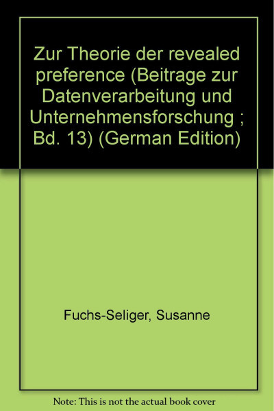 Zur Theorie der revealed preference.