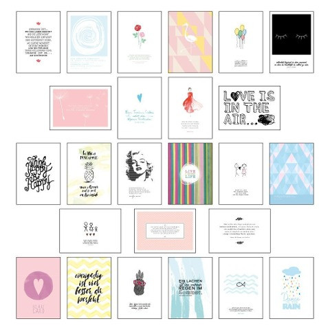Postkarten Set - Postkarten Sprüche mit 25 hochwertigen versch. liebevollen Motiven und wunderschönen Sprüchen und Zitaten