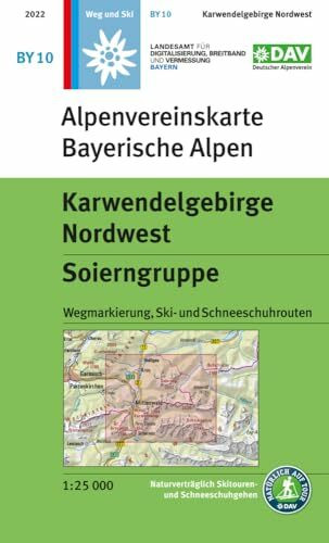 Karwendelgebirge Nordwest, Soierngruppe: Topographische Karte 1:25.000 mit Wegmarkierung, Ski-...