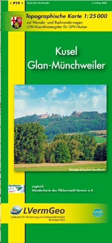 Kusel, Glan-Münchweiler (WR): Topographische Karte mit Wander- und Radwanderwegen: Mit Wander- und Radwanderwegen. UTM- Koordinatengitter für GPS-Nutzer