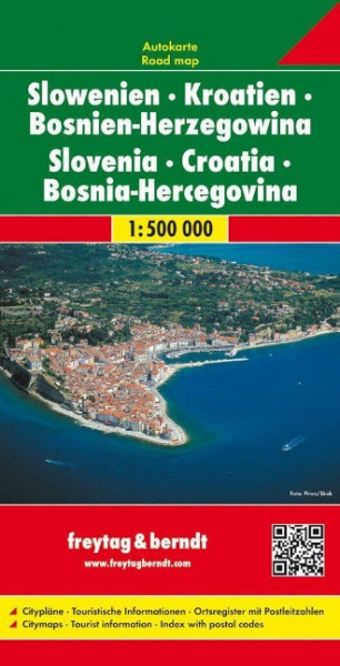 Slowenien / Kroatien / Bosnien-Herzegowina 1 : 500 000. Autokarte