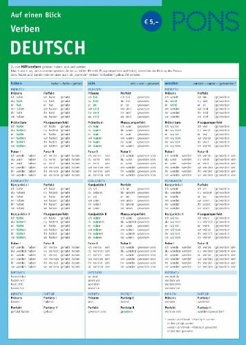 PONS Verben auf einen Blick Deutsch: kompakte Übersicht, Verbformen und Konjugationen nachschlagen (PONS Auf einen Blick)