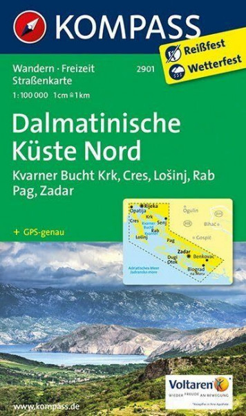 KOMPASS Wanderkarte Dalmatinische Küste Nord: Wanderkarte. GPS-genau. 1:100000