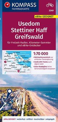 KOMPASS Fahrradkarte 3349 Usedom, Stettiner Haff, Greifswald 1:70.000