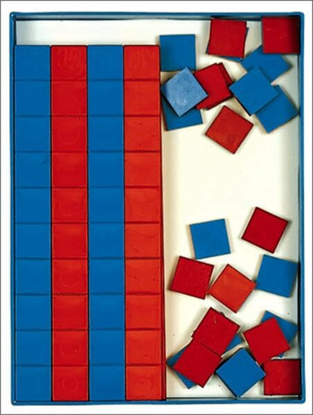 Rema, Rechen-Plättchen und Zehnerstreifen für den Mathematikunterricht: 40 quadratische Rechenplättchen (rot/blau), 10 rote u. 10 blaue Zehnerstreifen