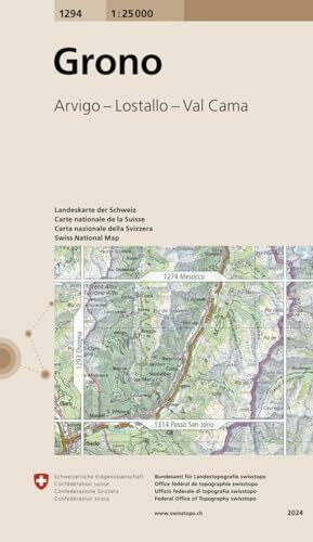 1294 Grono: Arvigo - Lostallo - Val Cama (Landeskarte 1:25 000, Band 1294)