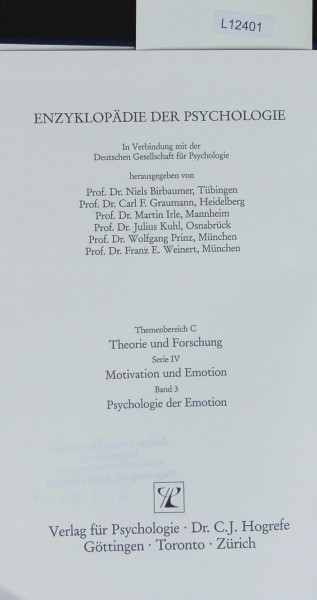 Enzyklopädie der Psychologie, Bd.3, Psychologie der Emotionen