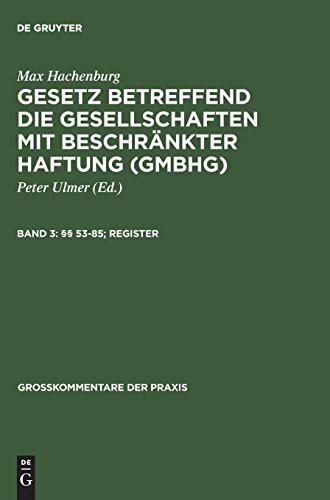 §§ 53–85; Register (Großkommentare der Praxis)