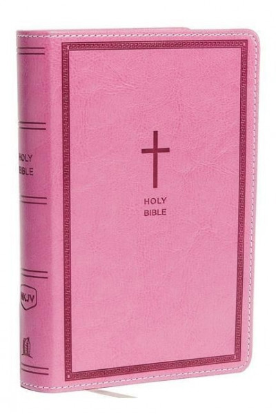 NKJV, Reference Bible, Compact Large Print, Imitation Leather, Pink, Red Letter Edition, Comfort Print