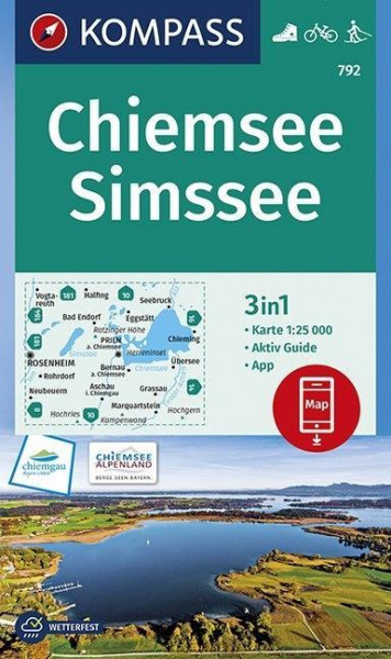 KOMPASS Wanderkarte Chiemsee, Simssee 1:25 000
