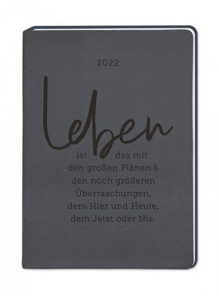 Terminplaner Lederlook A6 "Schwarz 2022