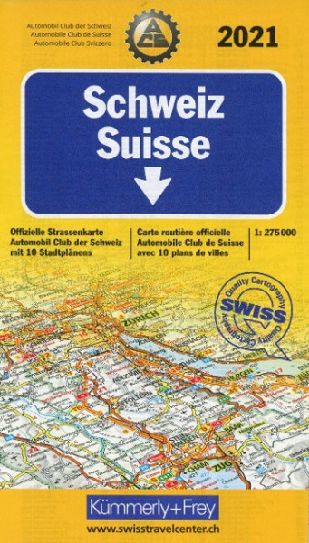Straßenkarte Schweiz ACS 1:275 000 Ausgabe 2021 Laufzeit bis 2025