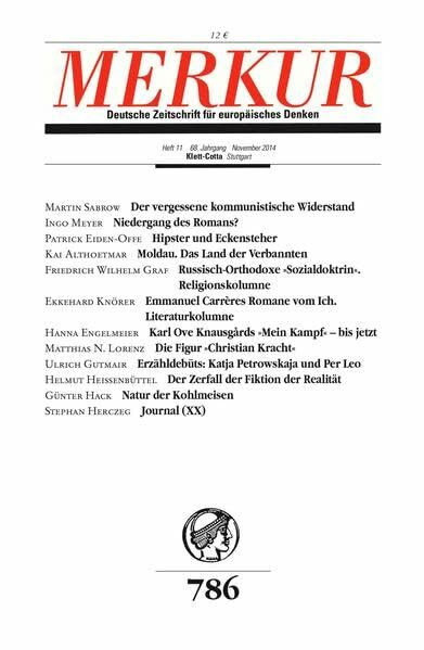 MERKUR Deutsche Zeitschrift für europäisches Denken: Nr. 786, Heft 11 / November 2014