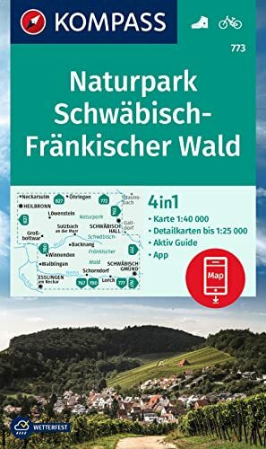 KOMPASS Wanderkarte 773 Naturpark Schwäbisch-Fränkischer Wald 1:40.000: 4in1 Wanderkarte,mit Aktiv Guide und Detailkarten inklusive Karte zur offline Verwendung in der KOMPASS-App. Fahrradfahren.