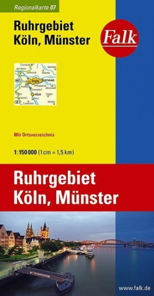 Falk Regionalkarte 07. Ruhrgebiet, Köln, Münster 1 : 150 000