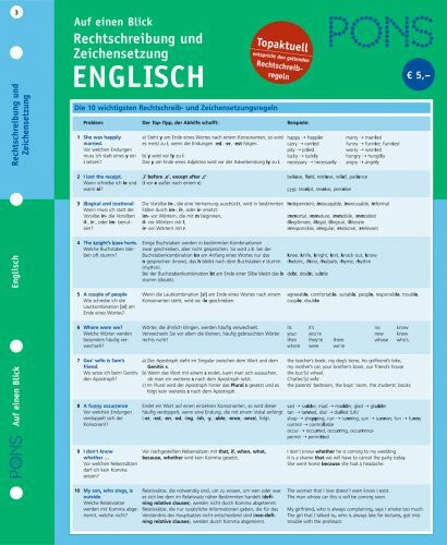 PONS Rechtschreibung und Zeichensetzung auf einen Blick Englisch: kompakte Übersicht: Schreiben lernen (PONS Auf einen Blick)
