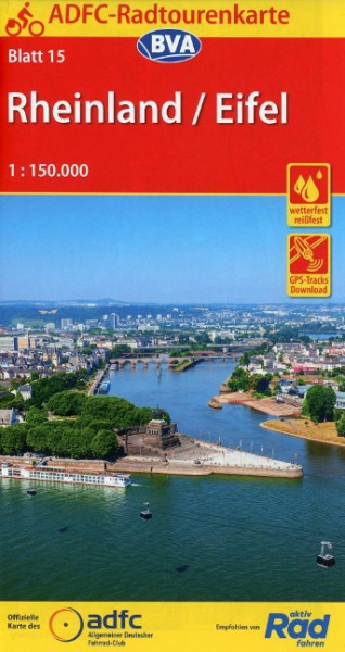 ADFC-Radtourenkarte 15 Rheinland /Eifel 1:150.000, reiß- und wetterfest, GPS-Tracks Download