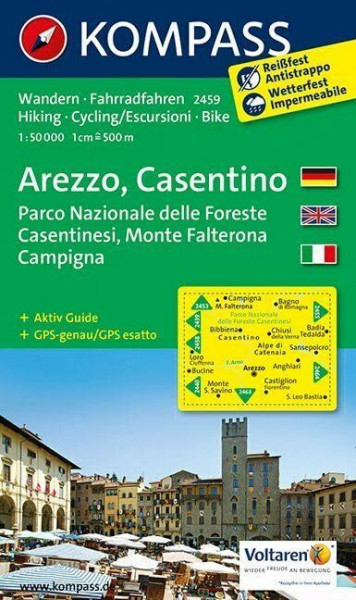 KOMPASS Wanderkarte Arezzo - Casentino - Parco Nazionale delle Foreste Casentinesi - Monte Falterona - Campigna: Wanderkarte mit Aktiv Guide und Radrouten. GPS-genau. 1:50000