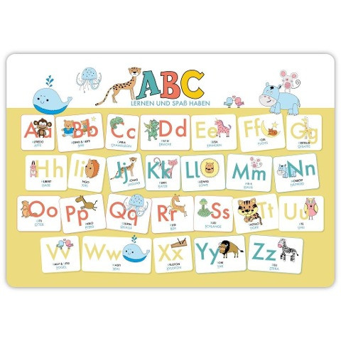 Hochwertiges ABC-Mini-Lernposter der Tiere (32,4 x 45,8 cm): Stabiler Karton, folienbeschichtet, abwischbar.