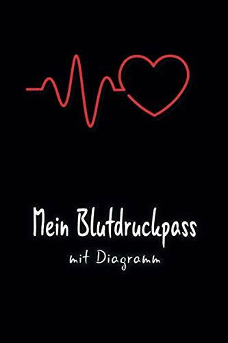 Mein Blutdruckpass mit Diagramm: Blutdruck Tagebuch zum ausfüllen | Für die täglichen Messwerte | DIN A5 | 100 Seiten