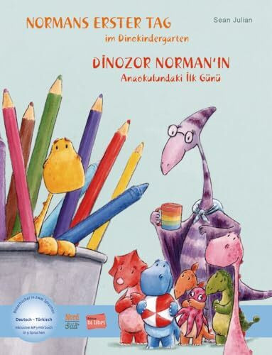 Normans erster Tag im Dinokindergarten (Deutsch-Türkisch): Zweisprachiges Kinderbuch mit MP3-Hörbuch zum Herunterladen